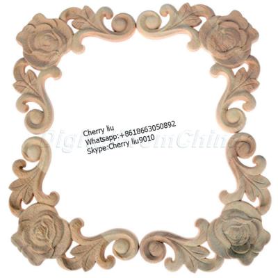 China Widely used to decorate corner floral wood decoration decal wall carvings appliques onlays for sale