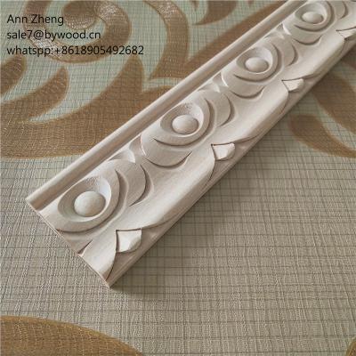 China Modern Ornamental Leaf Shape Crown Molding Carved Wooden Wood Carve Flower Molding for sale