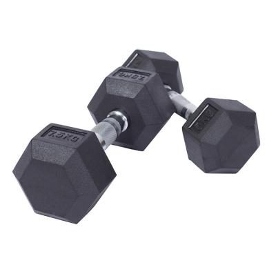 China Custom Dumbbell Home Use Hex Dumbbell Set Rubber Weightlifting Muscle Training Hex Dumbbell for sale