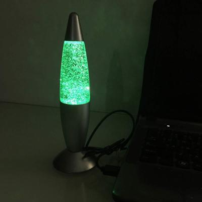 China Glitter Kids Lava Lamps Pink Yellow Green Desk Rocket Lights with Floating Glitter for sale