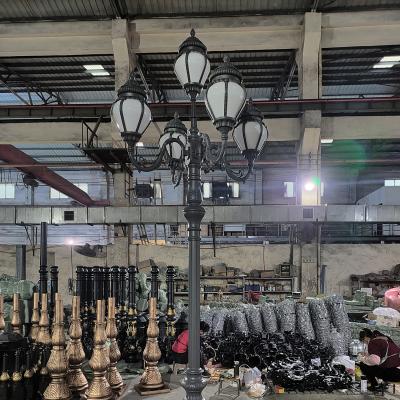 China Garden 4m Head 5 Lighting Nordic Antique Die Cast Aluminum Park Square High Quality Post Post Pillar Lantern Lamp Anti Corrosion for sale