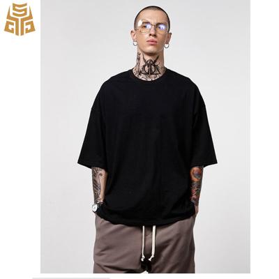 China Custom Logo Plus Size Blank Boxy Print Oversized 100%Heavy Pima Cotton Plain Drop Shoulder Anti-pilling Men's T-shirt for sale