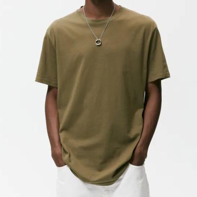 China High Quality New OEM Anti-Wrinkle Edge Color Support Crew Neck Drop Shoulder Cotton Oversized High Quality 100% Short Sleeve For Me for sale