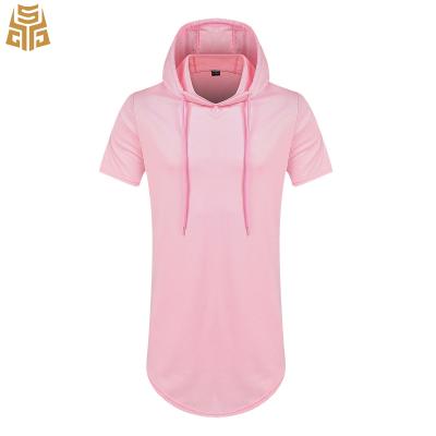 China New Design Terry New Design Side Half Metal Zipper Fish Tail Short Sleeve Sweatshirt Pink French Curve Edge Extended Long Hoodie Men for sale