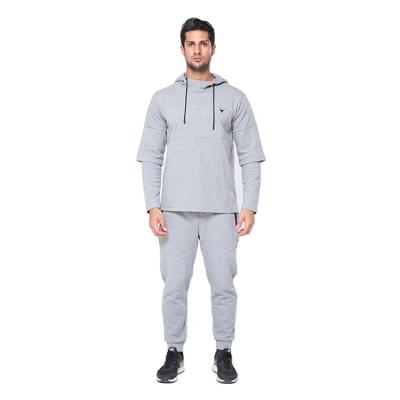 China New Design Anti-UV Interlock Split Lower Multiple Cut Sew Transhorizon Gray Plain Hoodie Mens Tracksuit Two Piece Panel Sleeve Sportswear for sale