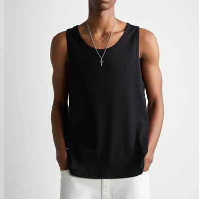 China Anti-pilling Material Simple Fit Design White Tank Top Home Rib Under Fit Comfortable Singlet For Man for sale