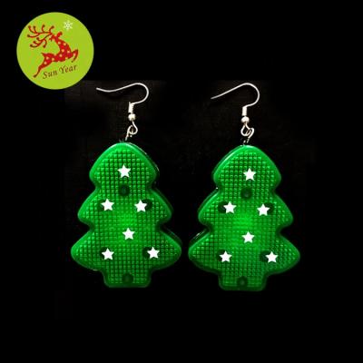 China Plastic LED Light Up Christmas Tree Flashing Earring for sale