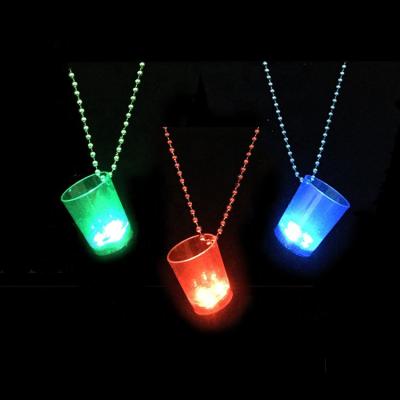 China Festival Decoration Party Decorations Glowing Led Light Up Necklace Party Wine Cup Bulb Flashing Plastic Necklace for sale