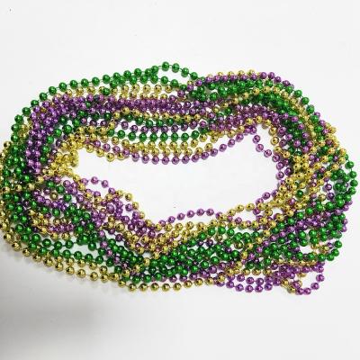 China Mardi Gras 2021 Cheap Holiday Decorations Gift Custom Color Bead Necklaces With Customized Necklace for sale