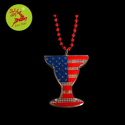 China Fast Flashing 4th of July American Flag LED Shot Glass Plastic Necklace for sale