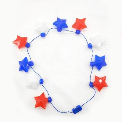 China Holiday Decorations 4th of July Necklace Led Necklace Light Five-pointed Star Bulb Jumbo Necklace for sale