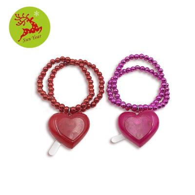 China Valentine's Day LED Jewelry Beads Flashing Shiny Plastic Bracelet With Heart Pendant for sale