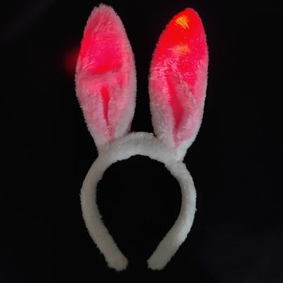 China Festival Decoration Easter Daytime LED Headband Light Rabbit Ears Headband Holiday Party Hair Flashing Bands for sale