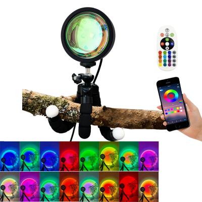 China BOKUN Modern Rainbow Logo Mini Remote 16 Colors RGB LED Sunset Tripod Lamp Mature Custom Projector with App Phone for sale