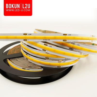 China BOKUN Vivid Color Rendering Index COB Strip Light 10mm 480/m 12w/m 120lm/w 3-5years warranty, high standard strip light for sale