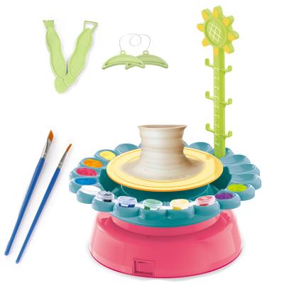 China 2022 NEW Plastic Children's Clay Toys Electric Spinning Pottery Wheel With Creative Clay Kids DIY Craft Toys HN929626 for sale