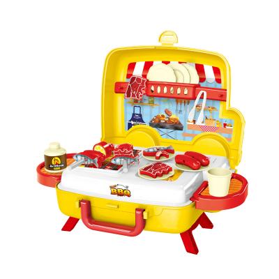 China Plastic Car Shape Pretend Play Kitchen Set 29pcs Kids Barbecue Set Toy HN916291 for sale