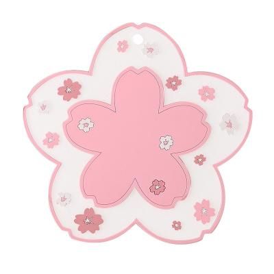 China Cartoon Customized Cherry Blossom Insulation Pad Mats Table Dining Coffee Table Mat for sale