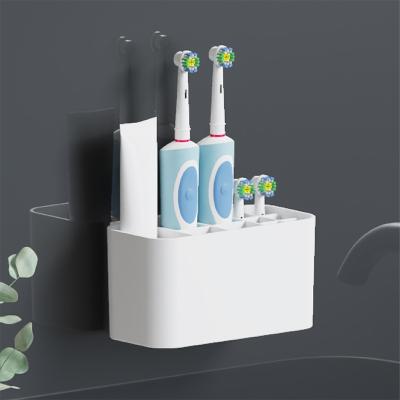 China Minimalist Bathroom Toothpaste Holder Electric Toothbrush Holder Punch-free Wall Mounted Holder for sale