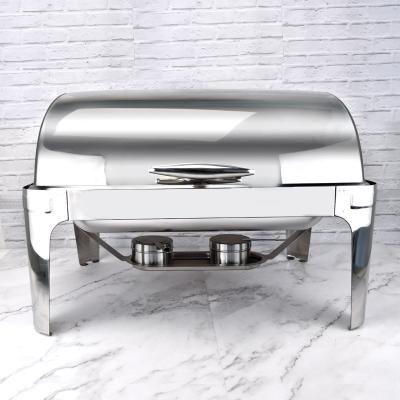 China Keeping Food Hot / Easy To Clean 11 L 201Stainless Gold Silver Steel Buffet Roll Top Hospitalityrestaurant Food Keep Warmer Electric Chafing Dish Heater for sale