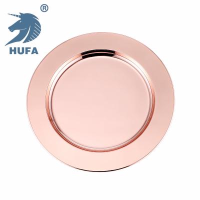 China Wholesale Disposable Gold Disposable 20-40cm Mirror Dish Charger Stainless Steel Kitchen Dishes Charger For Serving Dish Wedding for sale