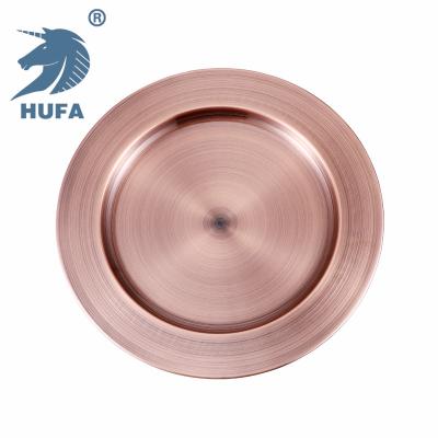 China Hot Selling 20-40cm Eco-Friendly Charger Copper Stainless Steel Mirror Dish Serving Tray For Party In Stock for sale