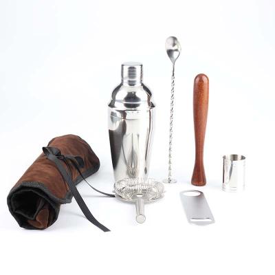 China 7 Piece Recyclable Stainless Steel Cocktail Shaker Packed In Batch Release Bags Shaker for sale