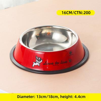 China 201 Cartoon Color Stainless Steel Pet Stocked Basin Kids Like Pet Bowl for sale