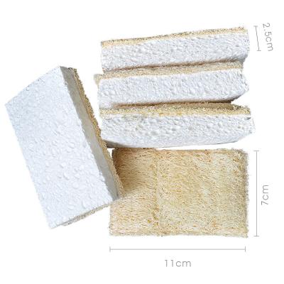 China Sewn 100% natural viable loofah cellulose tableware sponge for sale