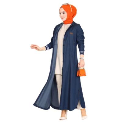 China D0017 Stylish Women's Solid Islamic Muslim Lady Hooded Solid Hooded Middle East Arabia Turkish Jeans Coat Wear Solid Casual Jacket D0017 for sale