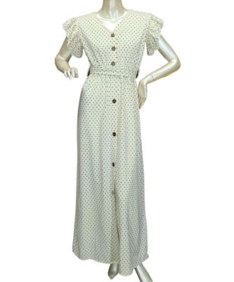 China D0036 Dubai Turkey Style Dubai Turkey Islam Long Polka Dot Maxi Dress Breathable Modest Muslim Kaftan Low Low Dress Saudi Arabian Hot Sale Moq Long Dress Skirt Custom for sale