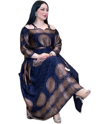 China D0056 Muslim Women's Floral Dress Elegant Digital Printed Saudi Arabian Islamic Modest Party Wearing Banquet Skirt Custom for sale