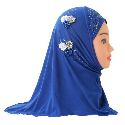 China Latest Turkish Muslim Hijab B0002 One Piece Kids Head Scarf Babies Hijab Islamic Modest Clothes Wear Kids Hat Stock for sale