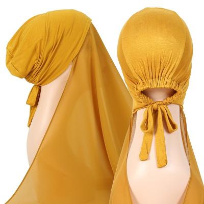 China New Underscarf H0103 women's turban headscarf underscarf muslim chiffon snap hijab saudi islamic clothing hat for sale