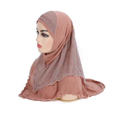 China H0119 Hijab Women Girl Lady Hijab Amira One Piece Easy Pull On Head Scarf With Muslim Lurex Hat Hood Snap Stocks for sale