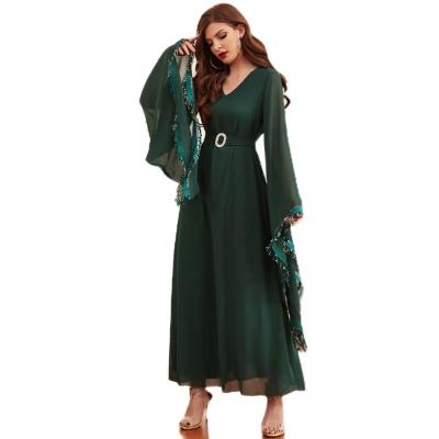 China Newest Breathable Dark Green High Density Moq Long Sleeve Chiffon Banquet Evening Party Banquet Evening Party Chiffon SH0004 Muslim Women Dress Stock for sale