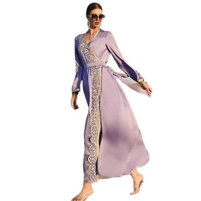 China Newest Dubai Solid Modest Moq Low Moq Dress Low Moq Dubai Travel Elegant Style Drill SH0010 Lace Woman Loungewear Muslim Breathable Seam Custom for sale