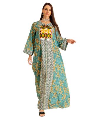 China Factory S0039 low moq embroidery sleeve dress women hijab abaya casual wear muslim islamic long dress wide elegant loose floral lady breathable for sale