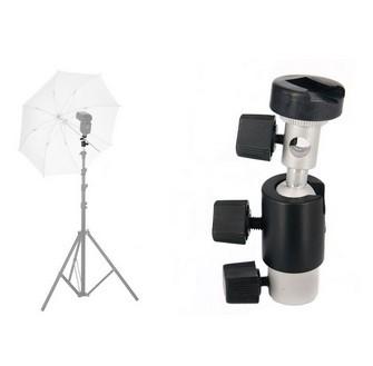 China Camera Flash Shoe Umbrella Holder Swivel Light Stand Bracket D Type 1/4 3/8 inch for sale