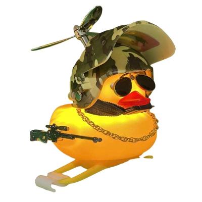 China Plastic Rubber Compression Duck Bike Horns Toy Car Ornaments Dashboard Decorations with Glass Collar Thruster Helmet Gun M3260 for sale