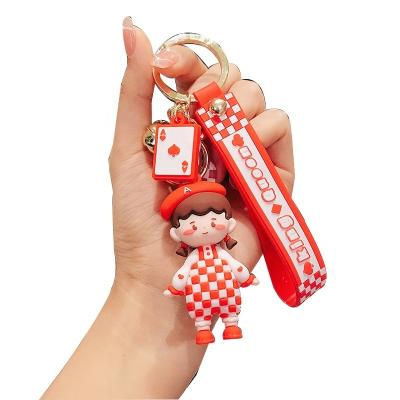 China Chessboard Car Key Chains Style Rubber Girls Little Girls Pendant Key Chain Wholesale Gifts for sale