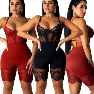 China Body Slimming Lace Sexy Jumpsuit Backless Jumpsuit Club Wear Shorts SexyJumpsuit Cavity Jumpsuit for sale