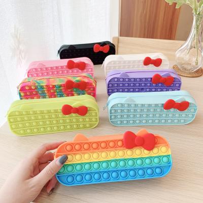 China Stress Reliever Kids Other Educational Toys Pen Holder Push Bubble Fidget Sensory Toys Push fidgety Bubble Toys Pencil Bag Pencil Case for sale