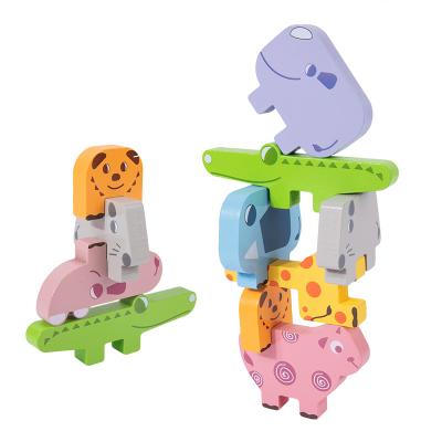 China Kids Wooden Wooden Building Block Balance Rainbow Animal Toys For Baby Training Games Stack Up Wooden Blocks Educational Toy for sale