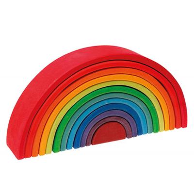 China Grimms Early Educational Color Matching Big Rainbow Game DIY TOY 12PCS Shape Building Blocks for sale