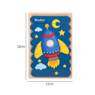 China Sorting Blocks Model Toy Wooden Jigsaw Puzzles Kid Cartoon Stacking Toys 8 Patterns With Matching Animals Puzzle Educational Preschool Toy for sale