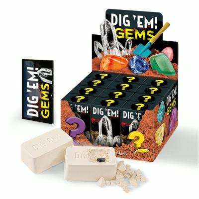 China Gemstone Dig Kit Gypsum Dimple Science Kits Real Gems Dig Up 12 Gems Science Mineralogy and Geology Gemstone Mining Excavation Educational Toy for sale