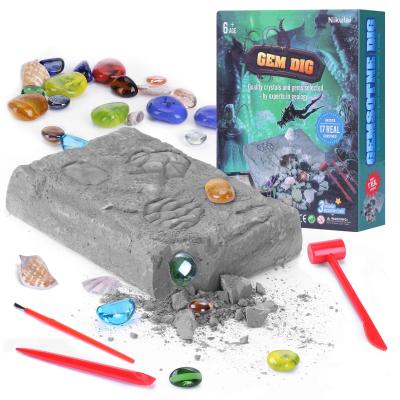 China Dig Kit Children's Mining Toy Digging Up Crystal Rocks Gypsum Gemstone Specimen 17 Real Gems Chance Kits TO PUSH BACK Educational Science Toys for sale