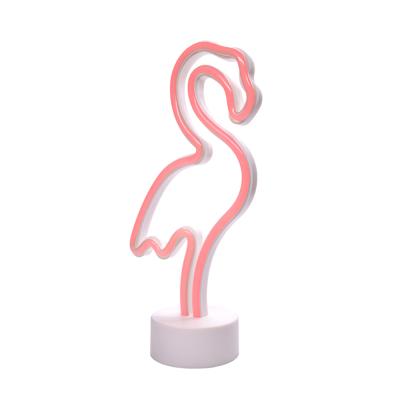 China DC Power Supply / Flexible Flamingo Supply Shape LED Neon Light With Holder Base USB Table Lights Battery Operated Custom Neon Lights for sale