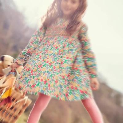 China New Simple Casual Spring Style Children's Dress Knitted Long Sleeve Girls Dress Cotton Printed Children's Dress for sale